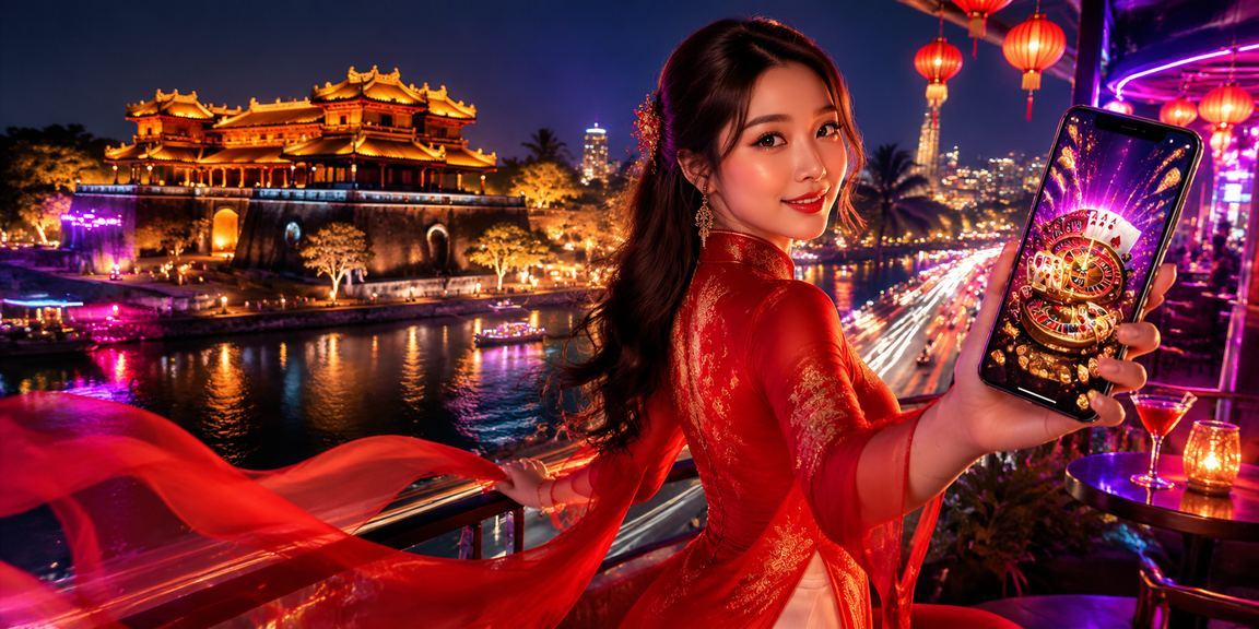 Người dùng Huế mặc áo dài tham gia casino trực tuyến qua điện thoại